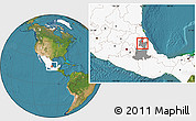 Satellite Location Map of Tepango de Rodriguez, highlighted country, highlighted parent region