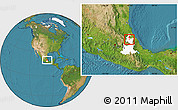 Satellite Location Map of Tepango de Rodriguez, highlighted parent region