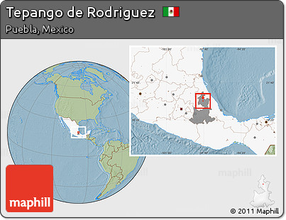 Savanna Style Location Map of Tepango De Rodriguez, highlighted country, highlighted parent region, hill shading