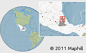 Savanna Style Location Map of Tepango de Rodriguez, highlighted country, highlighted parent region, hill shading
