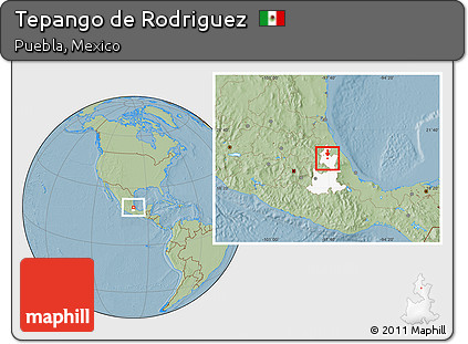 Savanna Style Location Map of Tepango De Rodriguez, highlighted parent region, hill shading