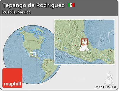 Savanna Style Location Map of Tepango De Rodriguez, highlighted parent region, hill shading