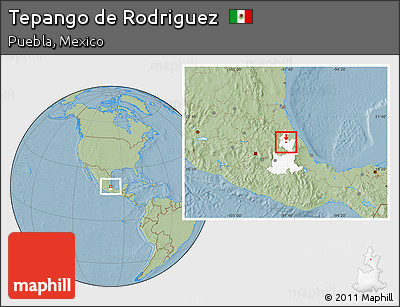 Savanna Style Location Map of Tepango De Rodriguez, highlighted parent region, hill shading