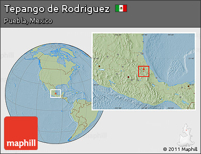 Savanna Style Location Map of Tepango De Rodriguez, hill shading