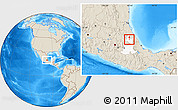 Shaded Relief Location Map of Tepango de Rodriguez, highlighted parent region