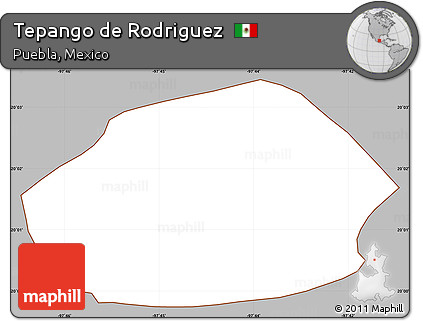 Gray Simple Map of Tepango De Rodriguez, cropped outside