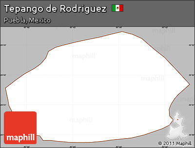 Gray Simple Map of Tepango De Rodriguez, cropped outside