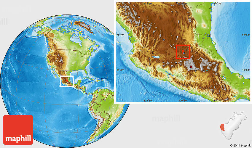 Physical Location Map of Queretaro