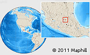 Shaded Relief Location Map of Tequisquiapan