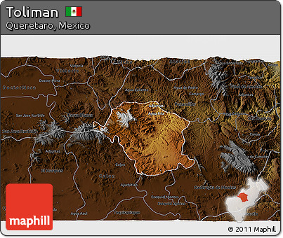 Physical 3D Map of Toliman, darken