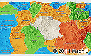 Shaded Relief 3D Map of Toliman, political outside