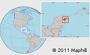 Gray Location Map of Cozumel