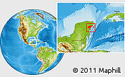 Physical Location Map of Cozumel