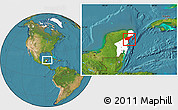 Satellite Location Map of Cozumel, highlighted parent region