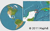 Satellite Location Map of Isla Contoy, highlighted country