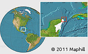 Satellite Location Map of Isla Contoy, highlighted parent region