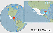 Savanna Style Location Map of Isla Contoy, highlighted country, within the entire country, hill shading