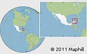 Savanna Style Location Map of Isla Contoy, highlighted country, within the entire country