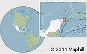 Savanna Style Location Map of Isla Contoy, highlighted country, hill shading