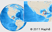 Shaded Relief Location Map of Isla Contoy, within the entire country