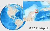 Shaded Relief Location Map of Isla Contoy, highlighted parent region