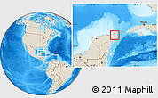 Shaded Relief Location Map of Isla Contoy