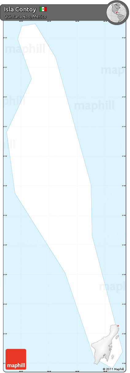 Silver Style Simple Map of Isla Contoy