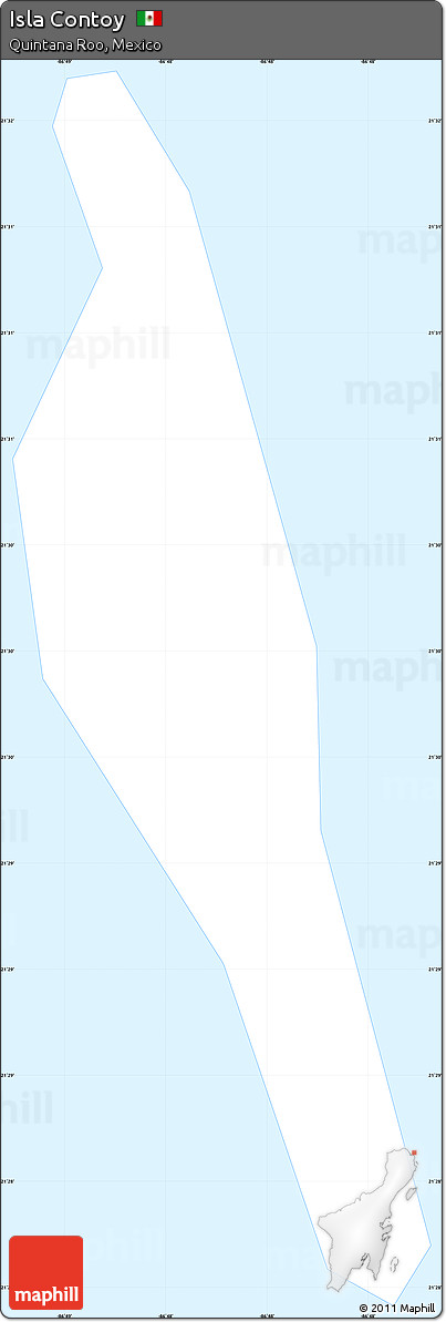 Silver Style Simple Map of Isla Contoy