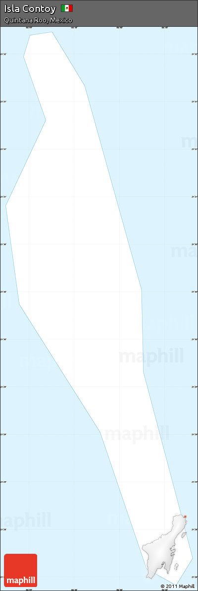 Silver Style Simple Map of Isla Contoy