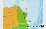 Physical Map of Isla Mujeres, political outside
