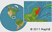 Satellite Location Map of Quintana Roo