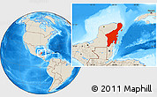 Shaded Relief Location Map of Quintana Roo