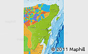 Physical Map of Quintana Roo, political outside