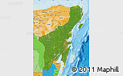 Satellite Map of Quintana Roo, political shades outside