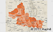 Political Shades 3D Map of San Luis Potosi, shaded relief outside