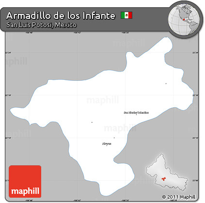 Gray Simple Map of Armadillo De Los Infante, single color outside
