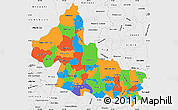 Political Simple Map of San Luis Potosi, single color outside, borders and labels