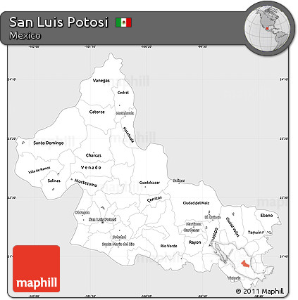 Silver Style Simple Map of San Luis Potosi, single color outside