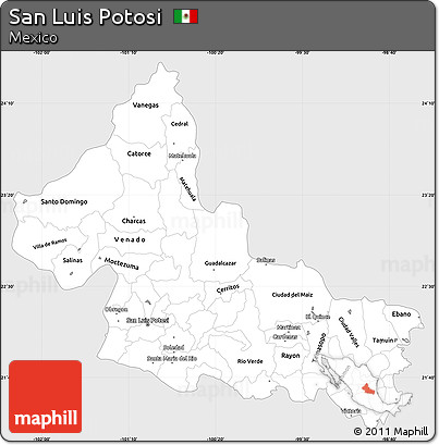 Silver Style Simple Map of San Luis Potosi, single color outside