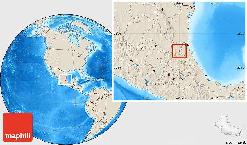 Shaded Relief Location Map of Tanquian De Escobedo Shaded Relief Location Map of Tanquian De Escobedo