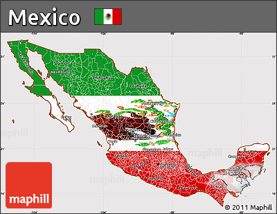Flag Simple Map of Mexico, flag rotated