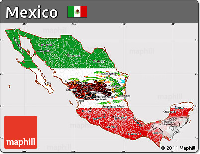 Flag Simple Map of Mexico, flag rotated