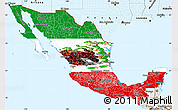 Flag Simple Map of Mexico, single color outside, borders and labels, flag rotated