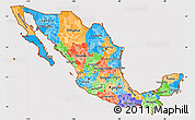 Political Simple Map of Mexico, cropped outside