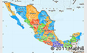 Political Simple Map of Mexico, single color outside, borders and labels