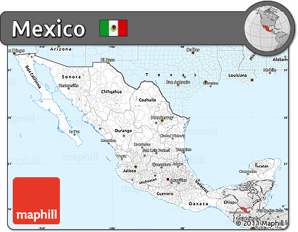 Silver Style Simple Map of Mexico