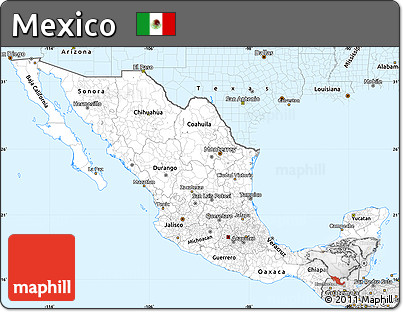 Silver Style Simple Map of Mexico