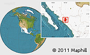 Satellite Location Map of Badiraguato, highlighted country