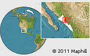 Satellite Location Map of Badiraguato, highlighted parent region