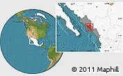 Satellite Location Map of Culiacan, highlighted country, highlighted parent region